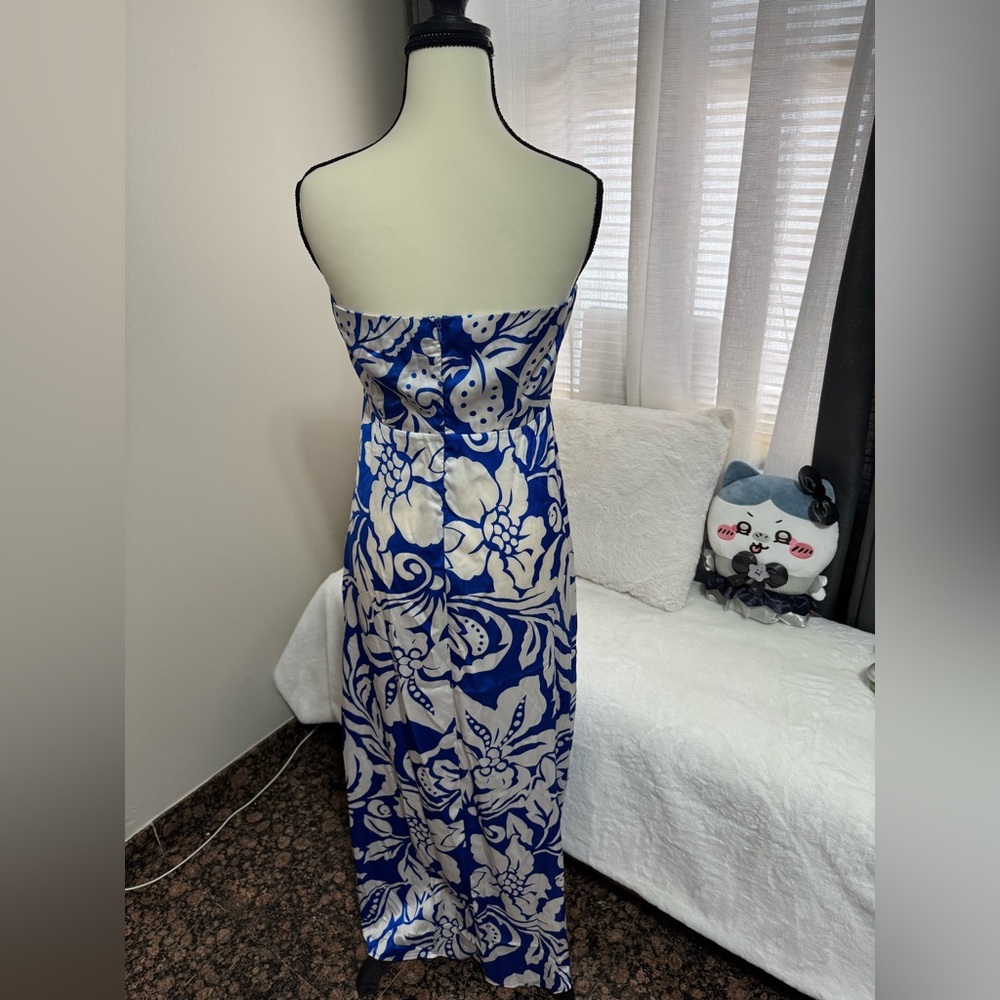 Paper Heart Strapless Blue Floral Maxi Dress | Size S - Picture 3 of 6